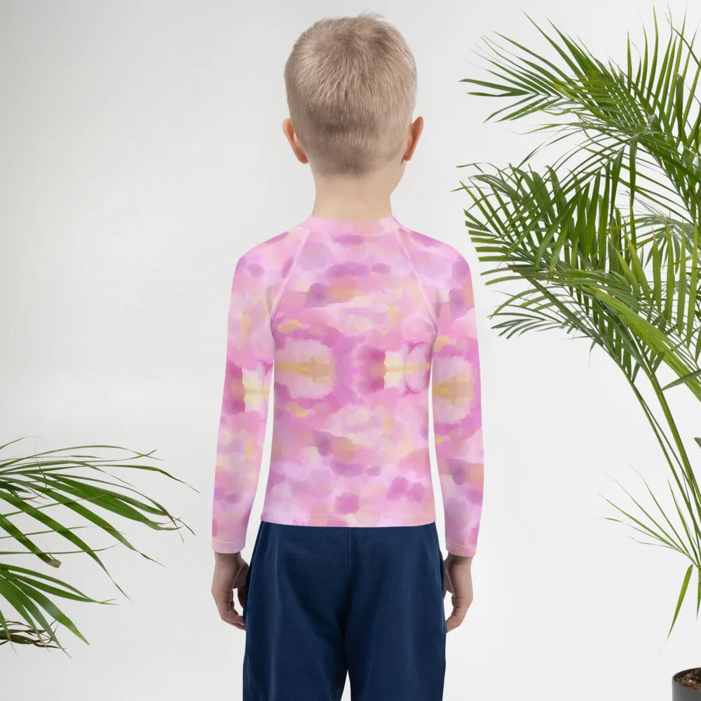 Kids Pink Rash Guard w/ Party Dog