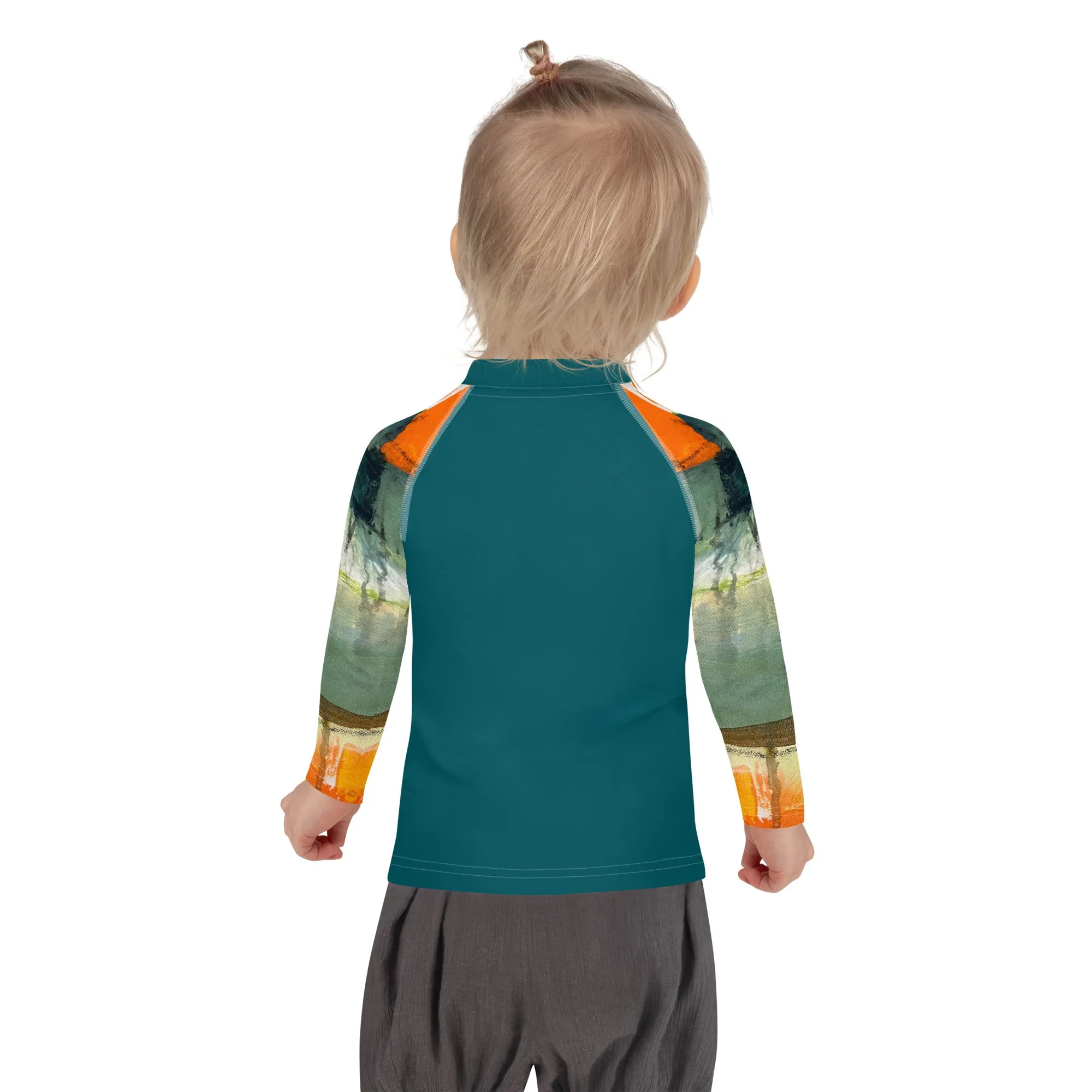 Kids Rash Guard Green/Blue with "Sink or Swim"Arms