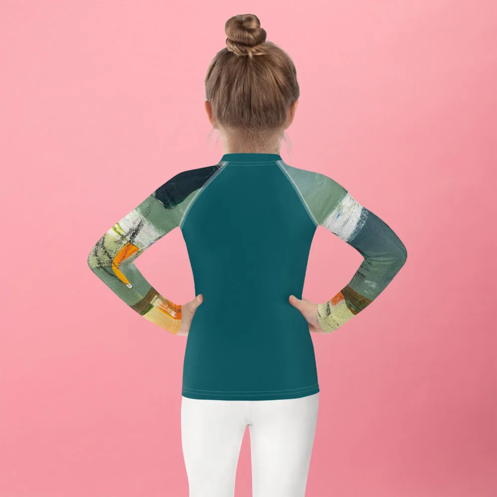 Kids Rash Guard Green/Blue with "Sink or Swim"Arms