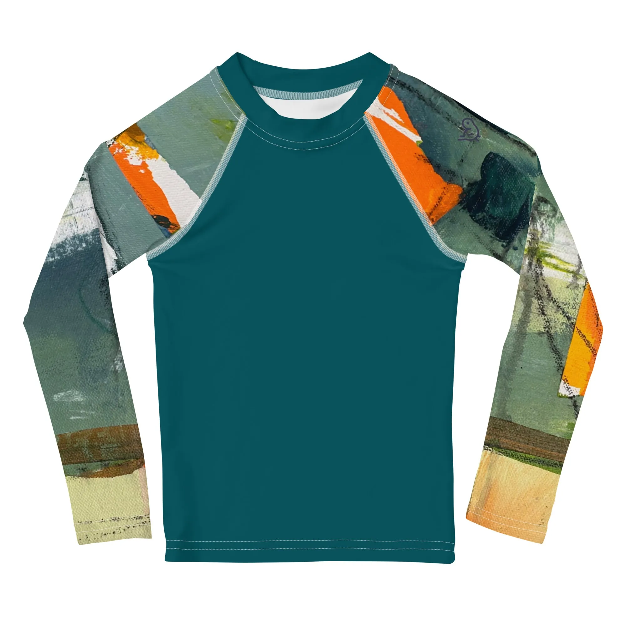 Kids Rash Guard Green/Blue with "Sink or Swim"Arms