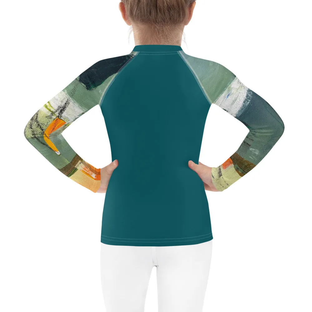 Kids Rash Guard Green/Blue with "Sink or Swim"Arms