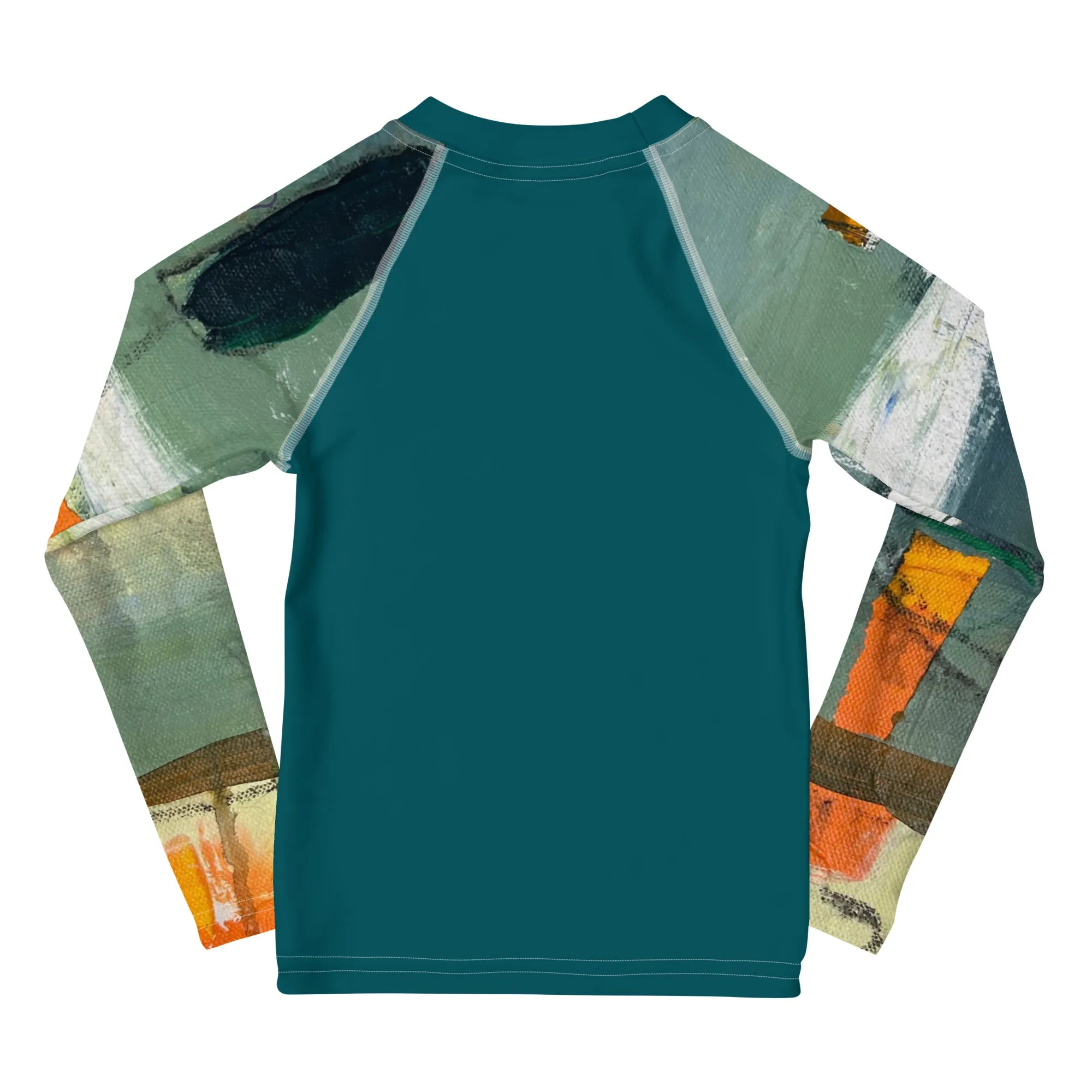 Kids Rash Guard Green/Blue with "Sink or Swim"Arms