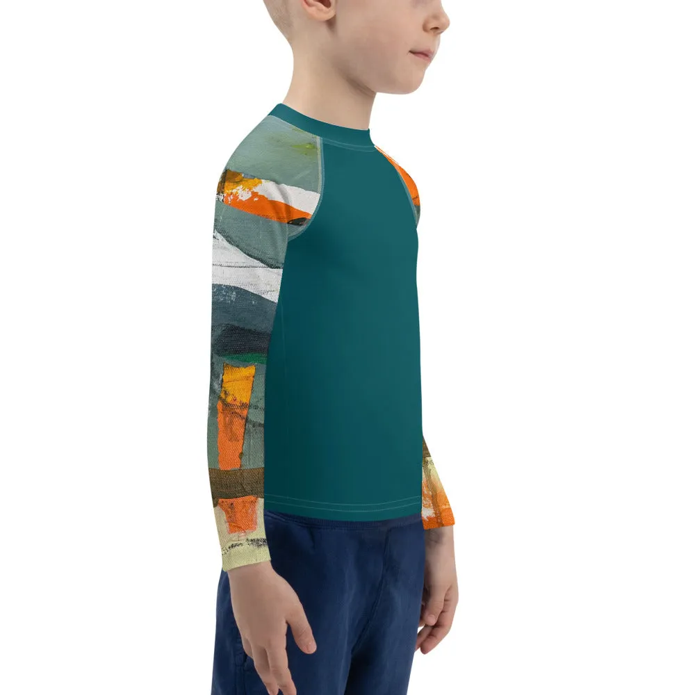 Kids Rash Guard Green/Blue with "Sink or Swim"Arms