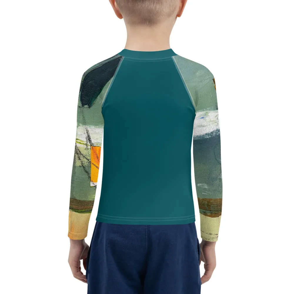 Kids Rash Guard Green/Blue with "Sink or Swim"Arms