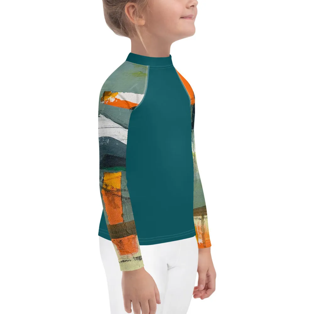 Kids Rash Guard Green/Blue with "Sink or Swim"Arms