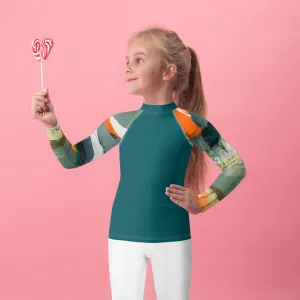 Kids Rash Guard Green/Blue with "Sink or Swim"Arms