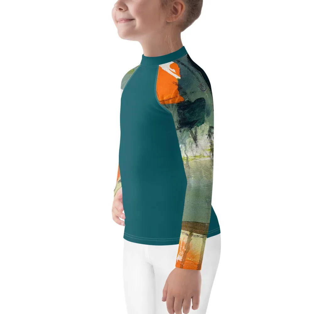 Kids Rash Guard Green/Blue with "Sink or Swim"Arms