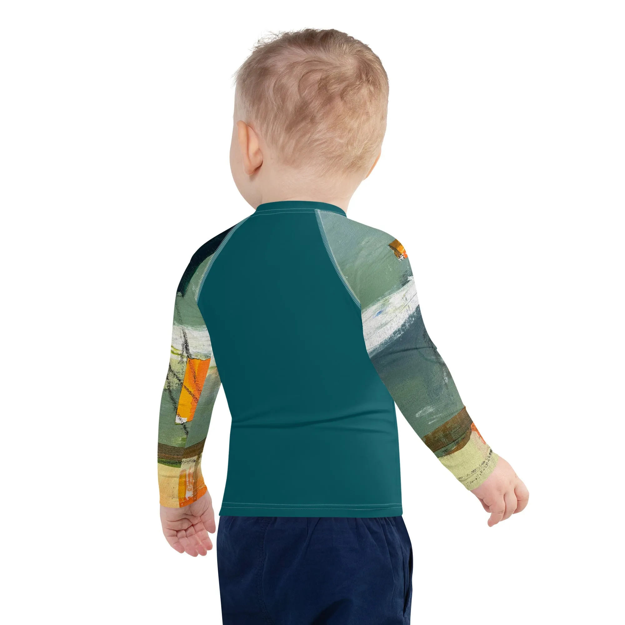 Kids Rash Guard Green/Blue with "Sink or Swim"Arms