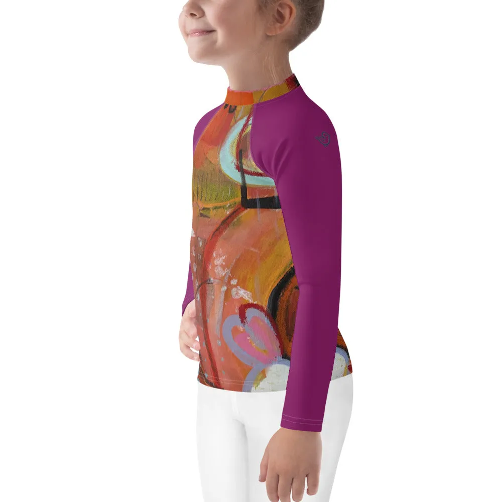 Kids Rash Guard "Circles in the Sand" with Purple Arms