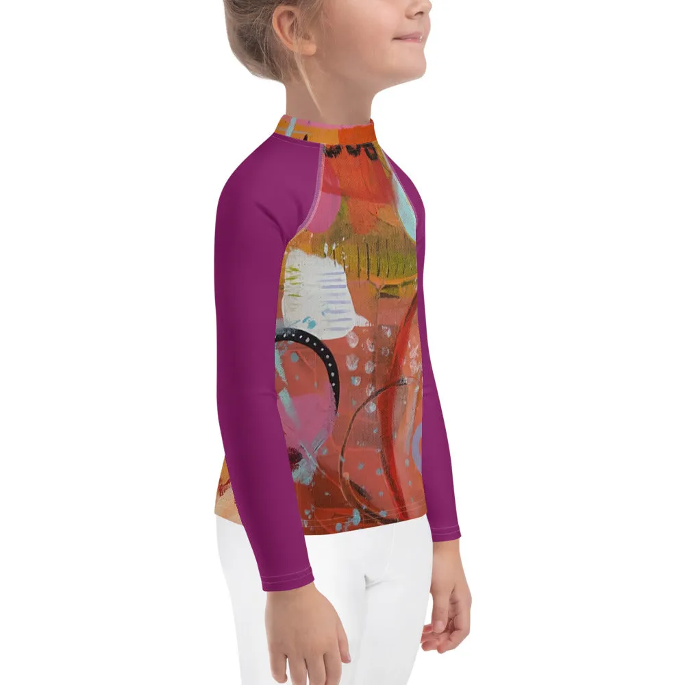 Kids Rash Guard "Circles in the Sand" with Purple Arms