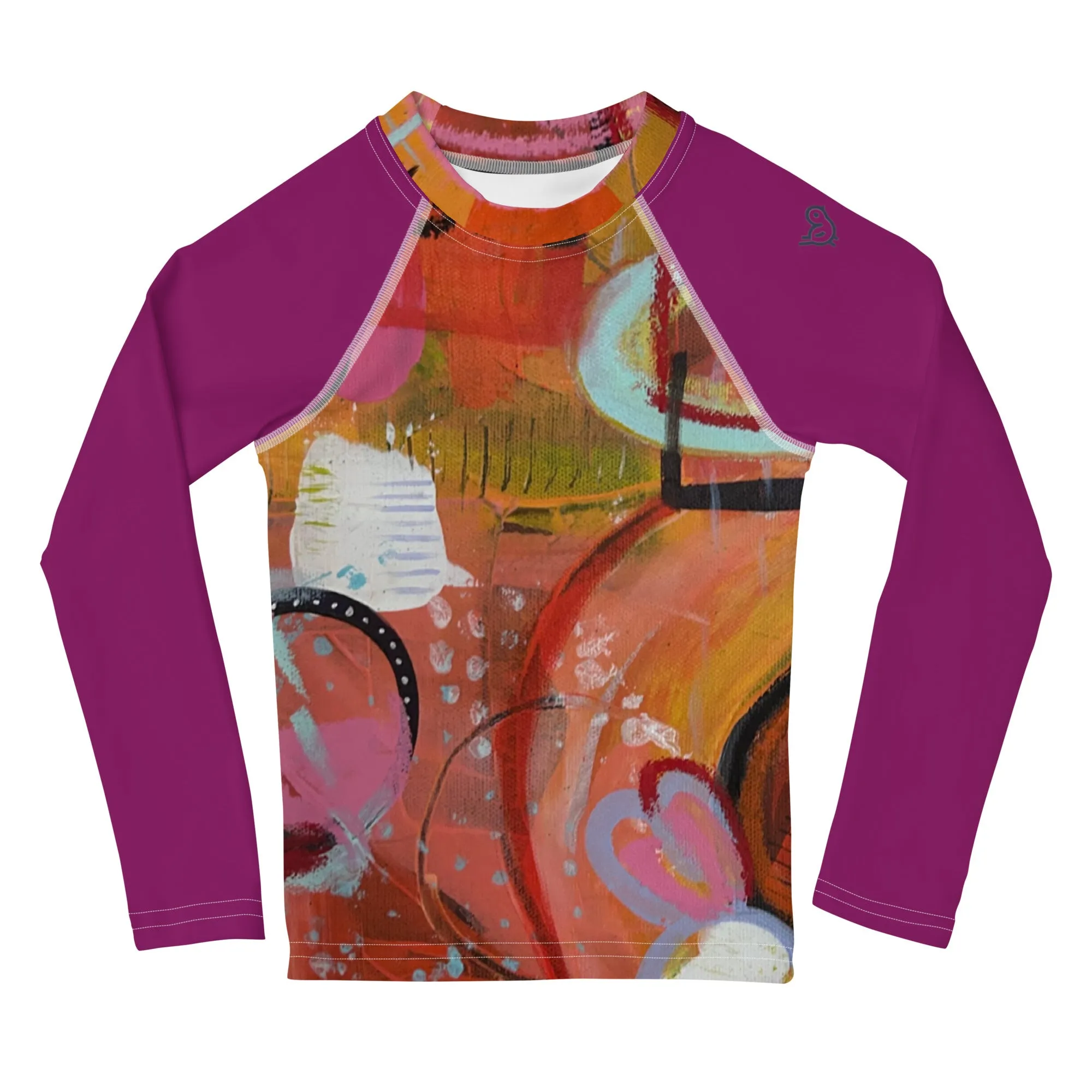 Kids Rash Guard "Circles in the Sand" with Purple Arms