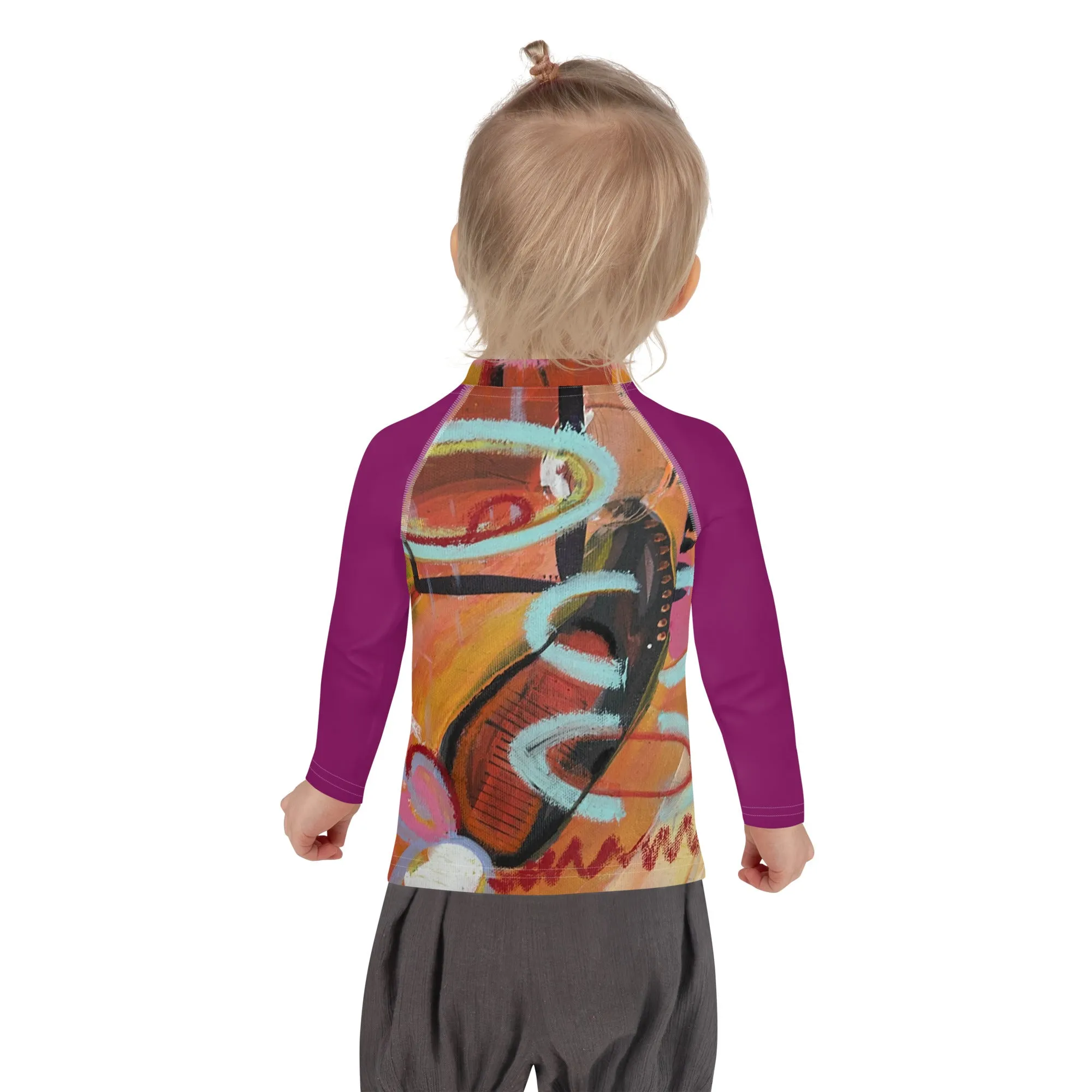 Kids Rash Guard "Circles in the Sand" with Purple Arms