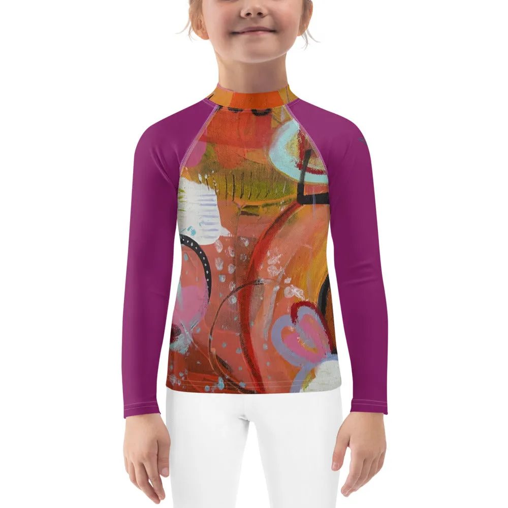 Kids Rash Guard "Circles in the Sand" with Purple Arms