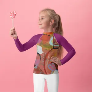 Kids Rash Guard "Circles in the Sand" with Purple Arms