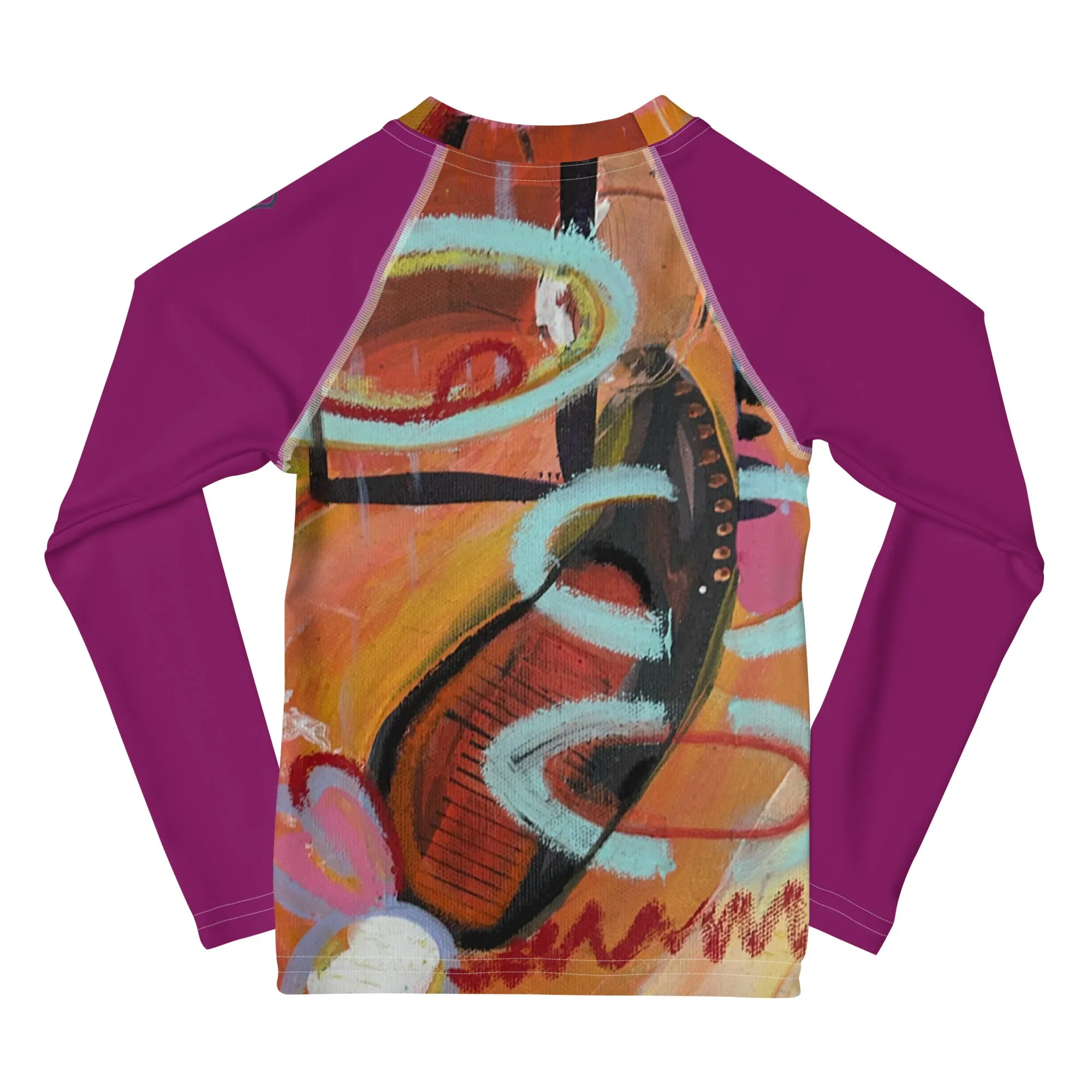 Kids Rash Guard "Circles in the Sand" with Purple Arms