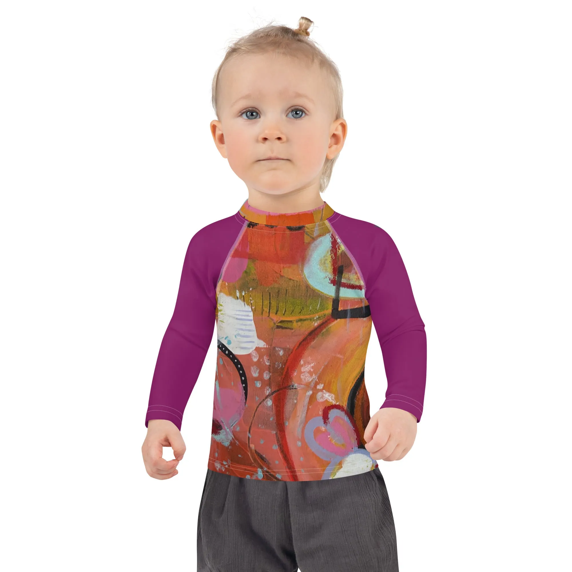 Kids Rash Guard "Circles in the Sand" with Purple Arms