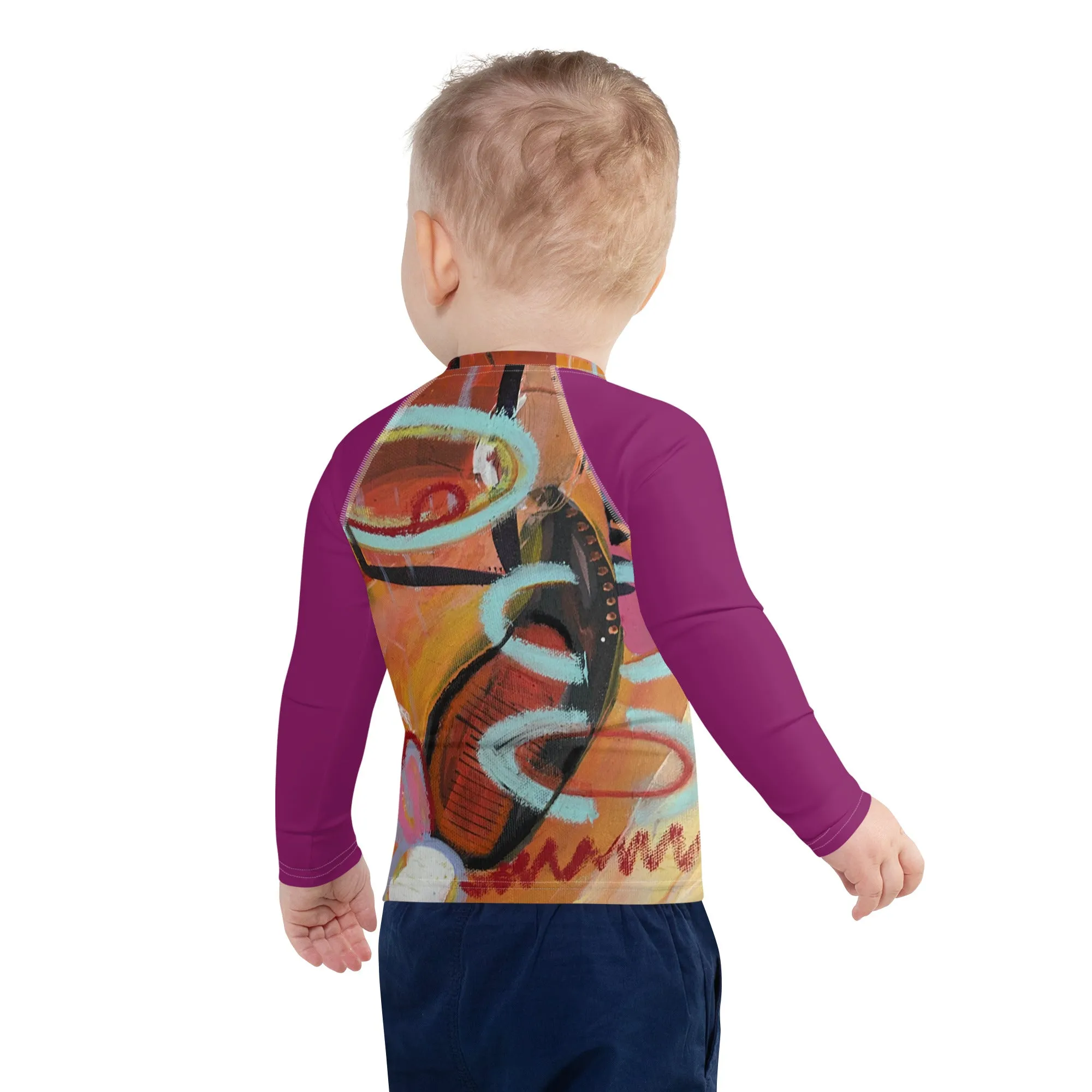 Kids Rash Guard "Circles in the Sand" with Purple Arms