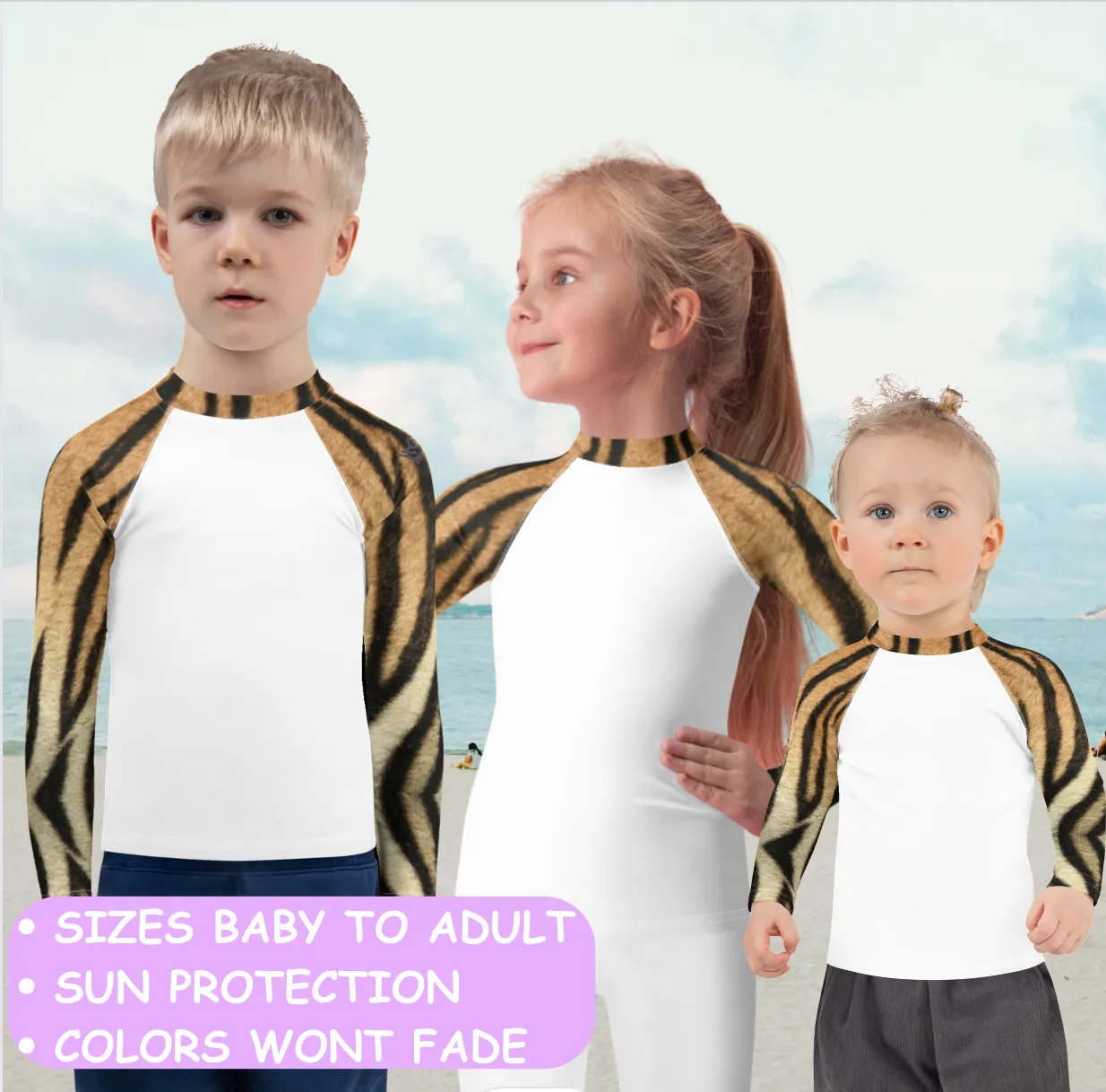 Kids Rash Guard - Tiger Print 2-7