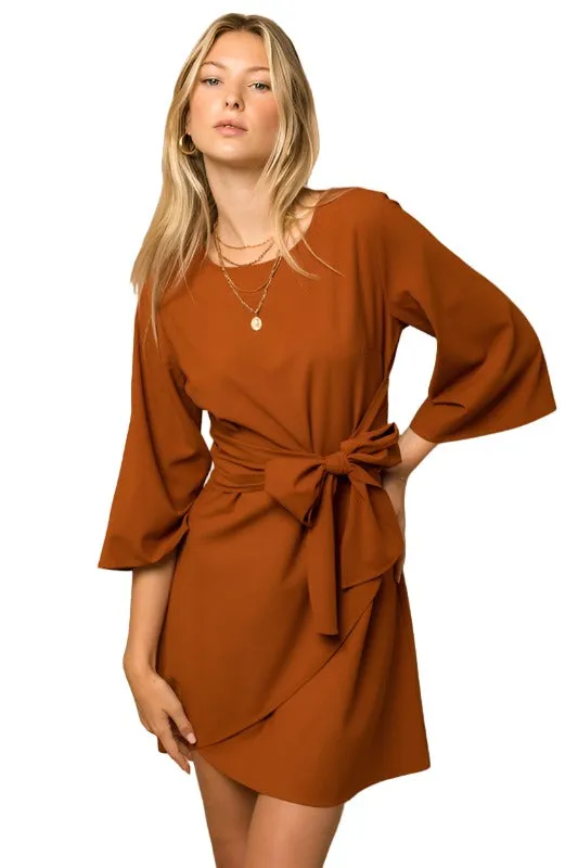 Kimono Sleeve Tie Wrap Dress