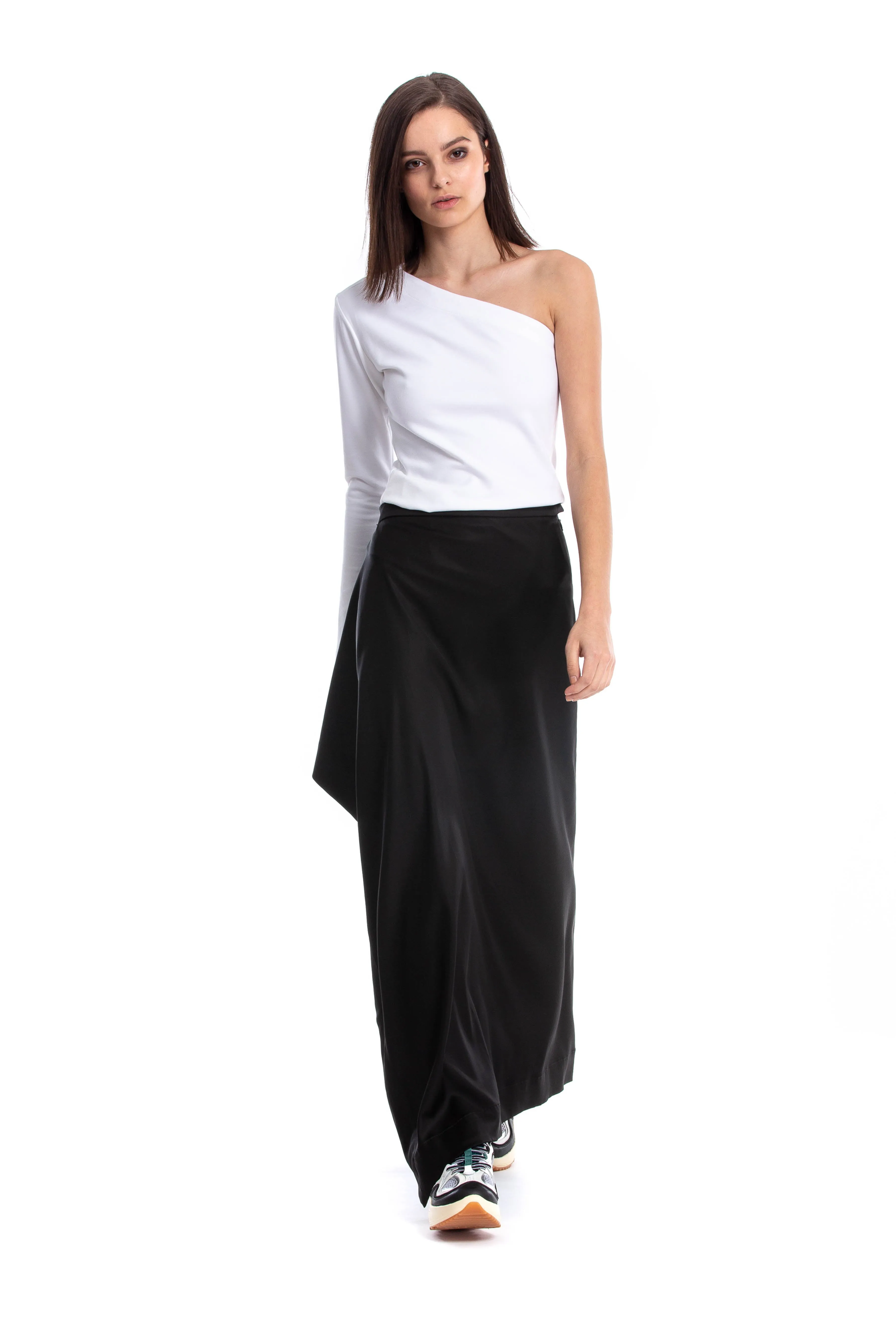 Kingsley Asymmetric One-Shoulder Long Sleeve Top
