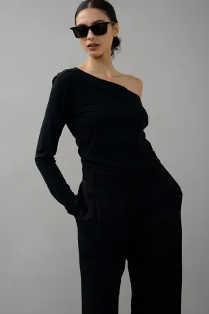 Kingsley Asymmetric One-Shoulder Long Sleeve Top