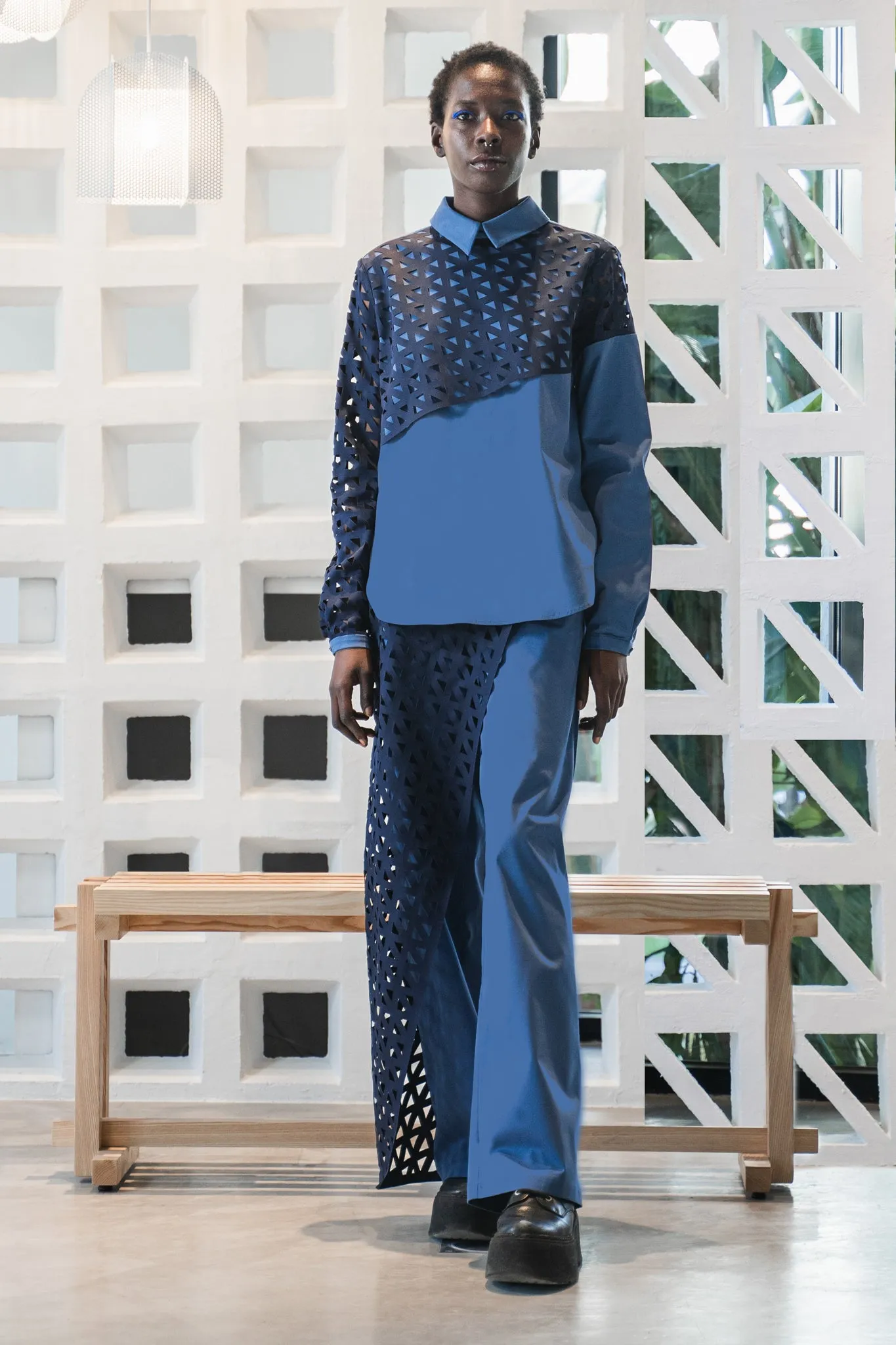 Kirigami shirt bicolor