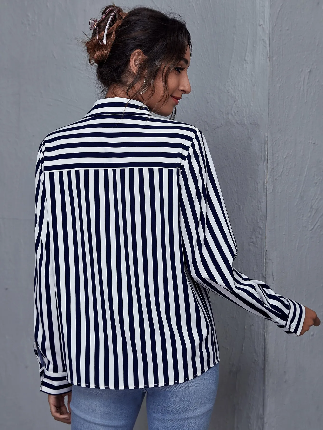 KittenAlarm - Single Breasted Striped Blouse