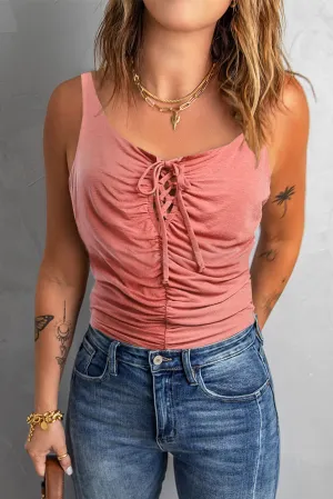 Lace up Ruched Tank
