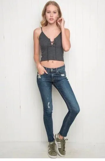 Lace Up Spaghetti Strap Tank