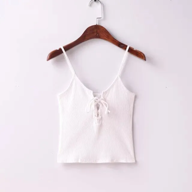 Lace Up Spaghetti Strap Tank