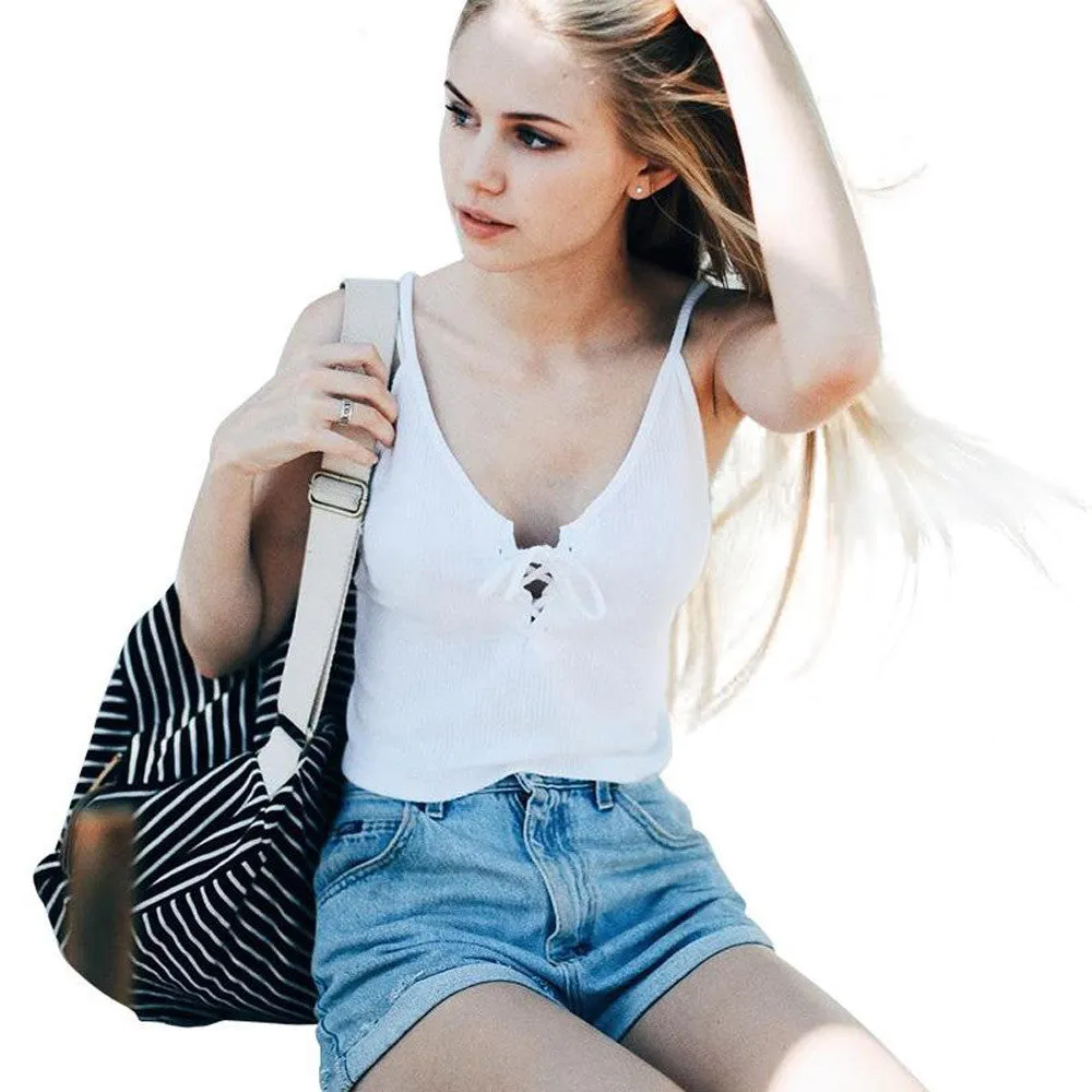 Lace Up Spaghetti Strap Tank