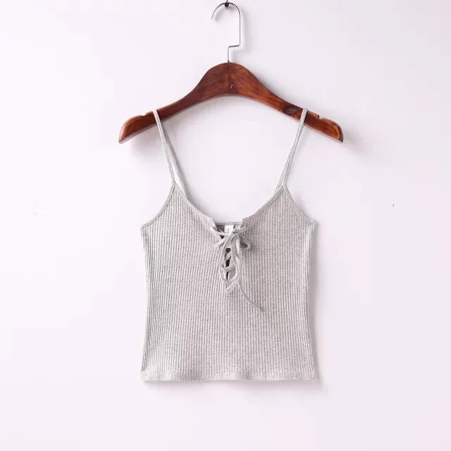 Lace Up Spaghetti Strap Tank