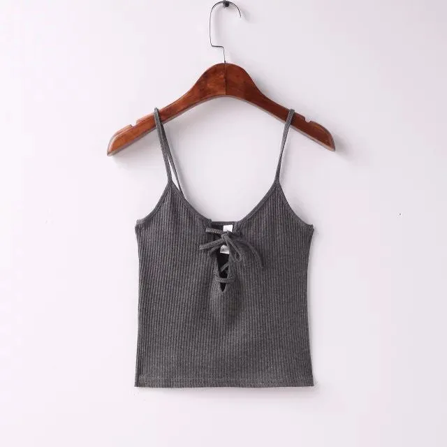 Lace Up Spaghetti Strap Tank