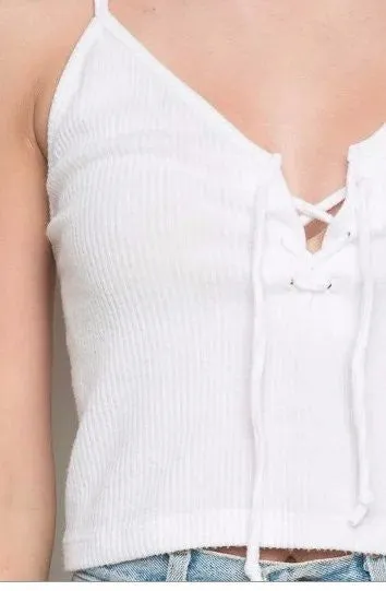 Lace Up Spaghetti Strap Tank