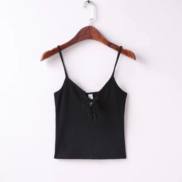 Lace Up Spaghetti Strap Tank
