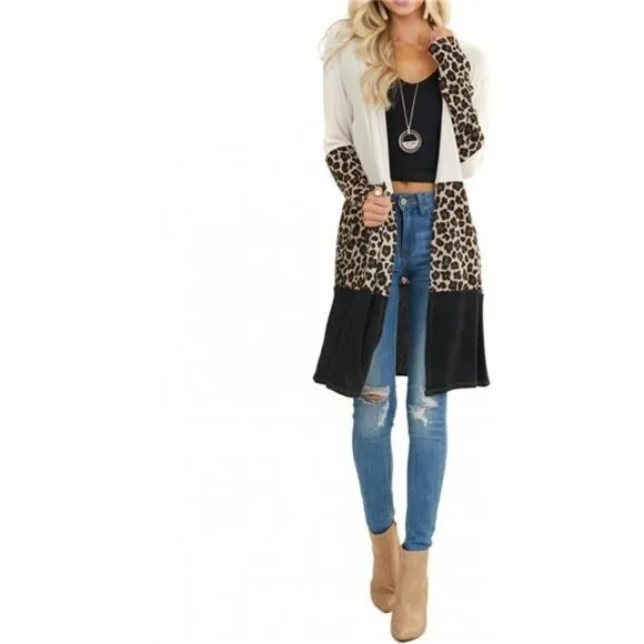 Lacozy Women's Open Front Long Cardigan Draped Snap Buffalo Plaid Shirt Kimono