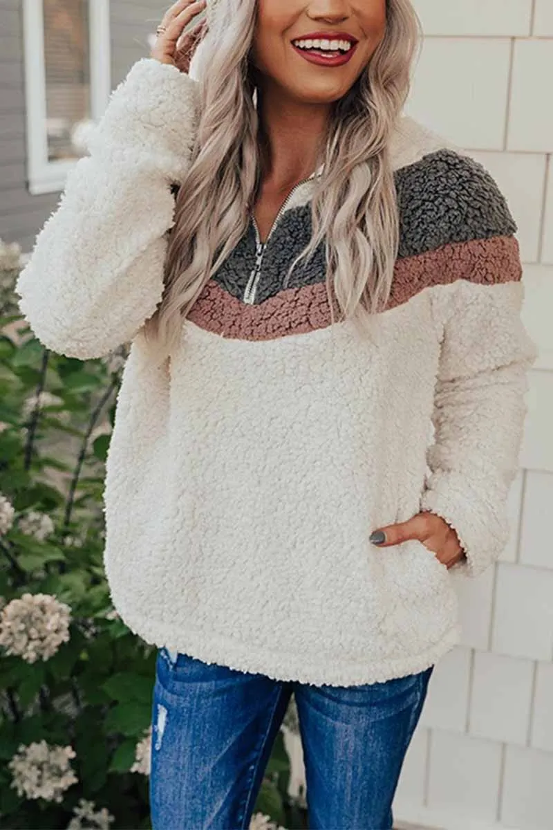 Lamb Cashmere Contrast Stitching Tops