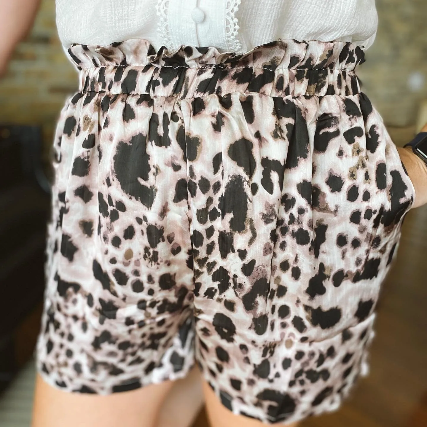 Lauren Mauve Leopard Paperbag Short