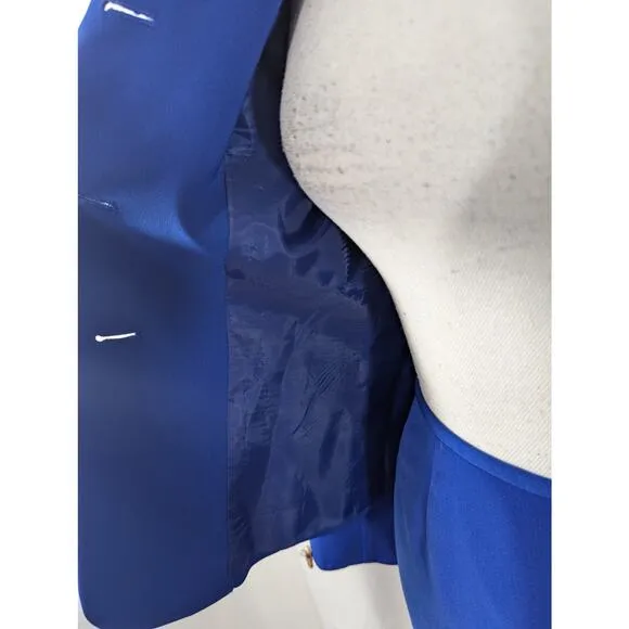 LE SUIT! ESSENTIALS! MARINE BLUE 3 BUTTON CLASSIC CAREER SKIRT SUIT, SET! SZ 4P