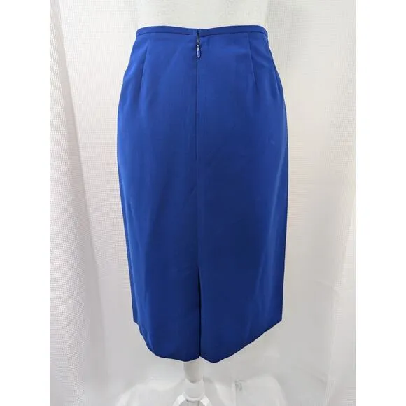 LE SUIT! ESSENTIALS! MARINE BLUE 3 BUTTON CLASSIC CAREER SKIRT SUIT, SET! SZ 4P