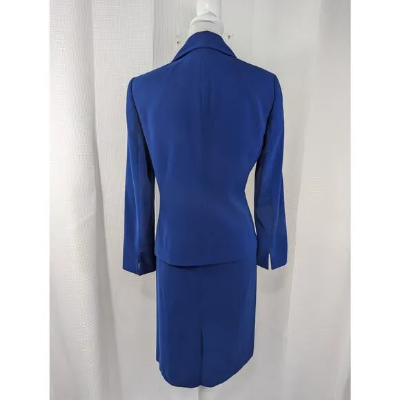 LE SUIT! ESSENTIALS! MARINE BLUE 3 BUTTON CLASSIC CAREER SKIRT SUIT, SET! SZ 4P