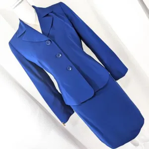 LE SUIT! ESSENTIALS! MARINE BLUE 3 BUTTON CLASSIC CAREER SKIRT SUIT, SET! SZ 4P