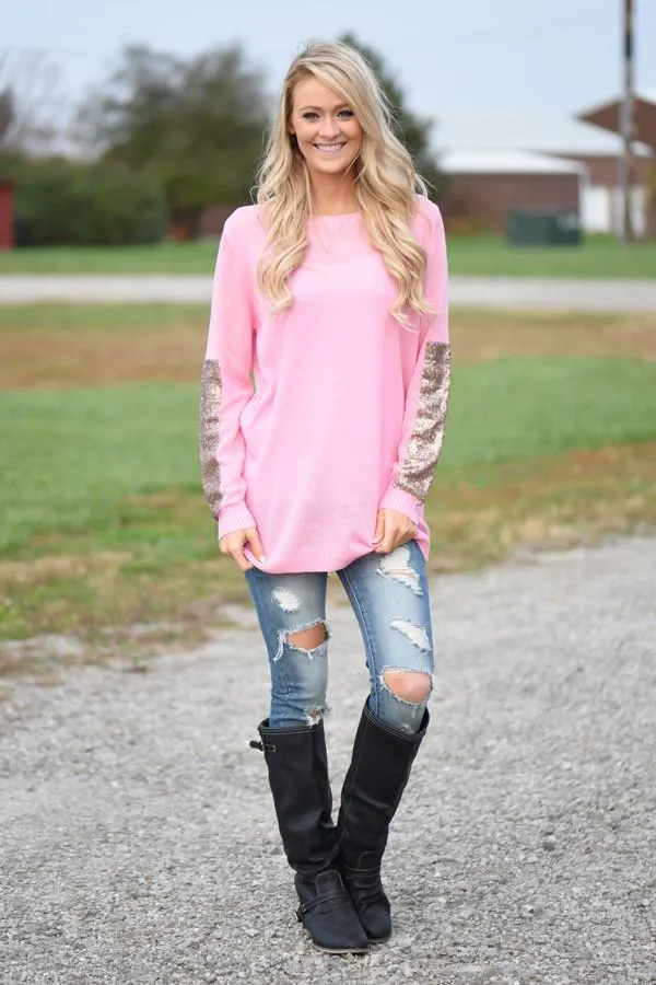 Leave a Little Sparkle Top - Pink
