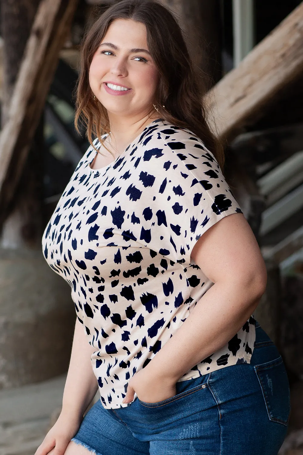 Leopard Print Twist Plus Size Top