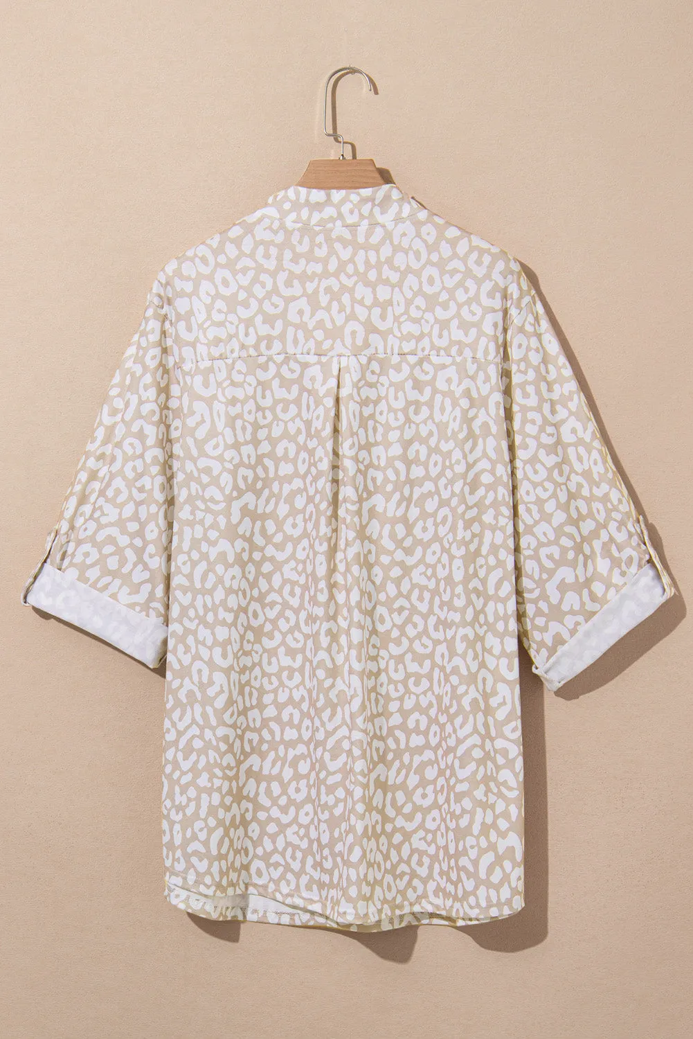 Leopard Tab Sleeve Plus Size Top