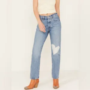 LEVI'S WOMEN'S 501® MEDIUM WASH FIELD NOTES STRAIGHT JEANS. NWT
