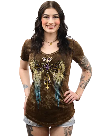 Liberty Wear Collection Tops: Teal Gradient Wings