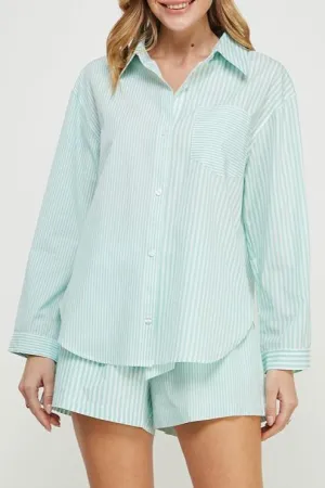 Light Poplin Twin-Stripe Button Up