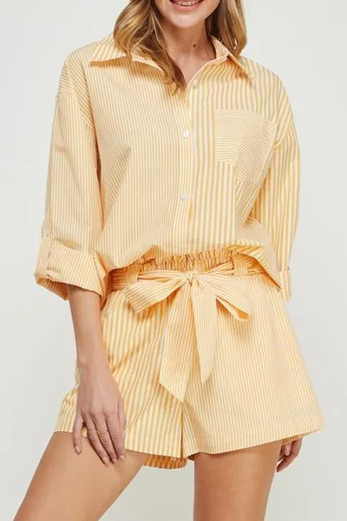 Light Poplin Twin-Stripe Button Up