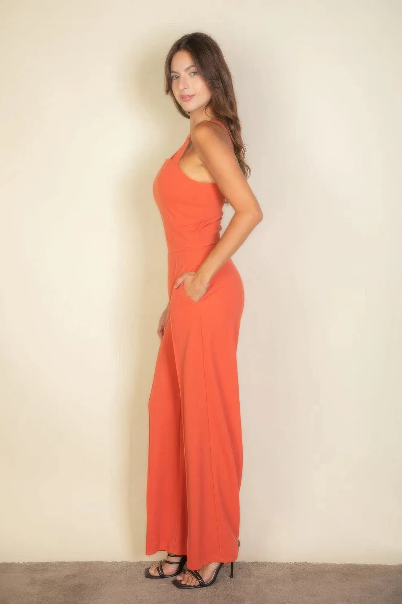 Lightweight Stretch neck cami jumpsuit